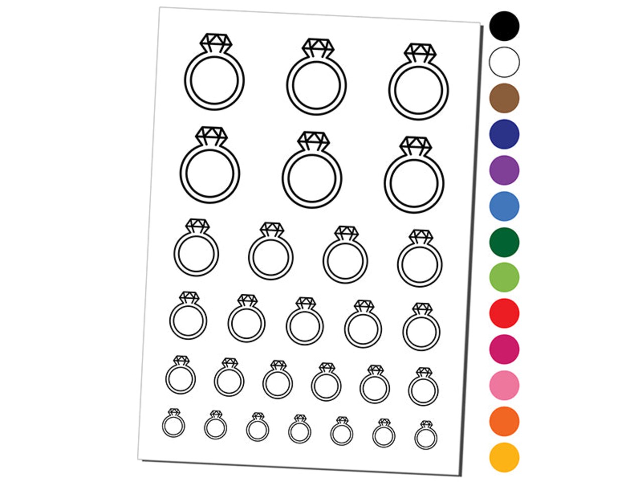 Diamond Ring Wedding Engagement Temporary Tattoo Water Resistant Fake Body Art Set Collection